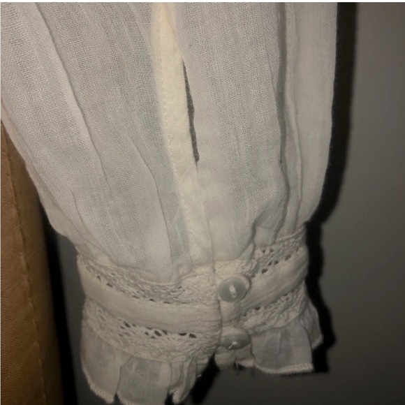Free people] Cream Crochet lace ribbon Victorian style Oversized Blouse Top - Picture 11 of 14